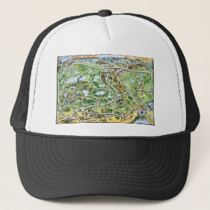 Orlando Florida Cartoon Map Trucker Pet