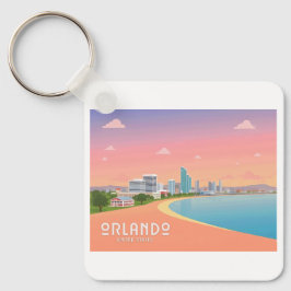 Orlando Florida Coastline Cityscape Pastelreizen Sleutelhanger
