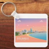 Orlando Florida Coastline Cityscape Pastelreizen Sleutelhanger (Voorkant)