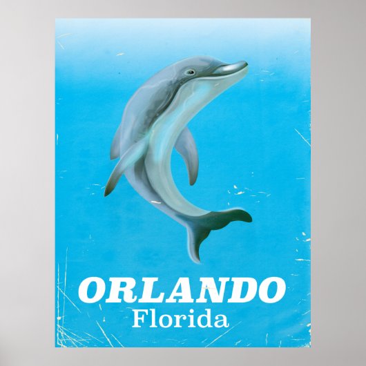 Orlando florida dolfijn vintage reisposter poster (Voorkant)
