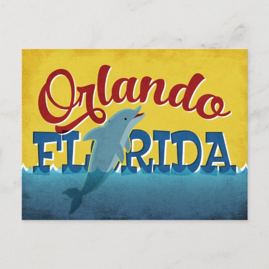 Orlando Florida Dolphin Retro Fun Briefkaart (Voorkant)
