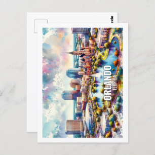 Orlando Florida Famous Travel waterverf Briefkaart