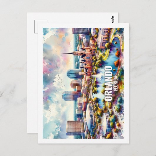 Orlando Florida Famous Travel waterverf Briefkaart (Voorkant / Achterkant)