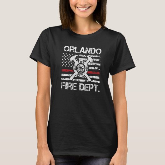 Orlando Florida Fire Department Thin Red Line Fire T-shirt (Voorkant)