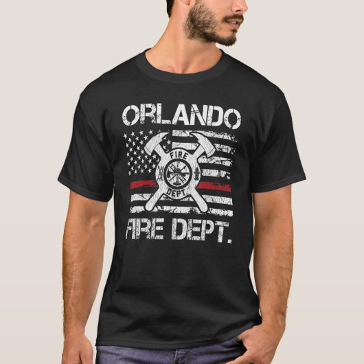 Orlando Florida Fire Department Thin Red Line Fire T-shirt (Voorkant)