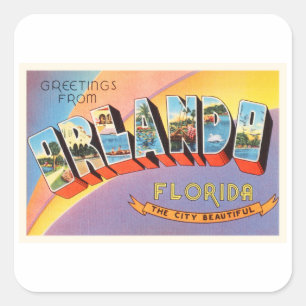 Orlando Florida FL Old Vintage Travel Souvenir Vierkante Sticker
