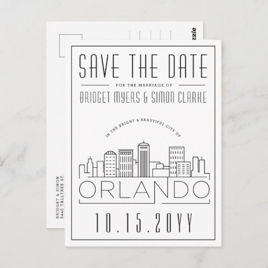 Orlando, Florida | Gestileerde skyline De datum op Briefkaart (Voorkant / Achterkant)