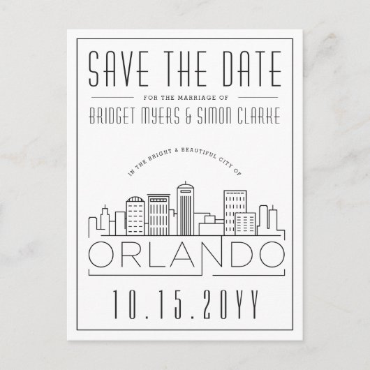 Orlando, Florida | Gestileerde skyline De datum op Briefkaart (Voorkant)