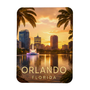 Orlando Florida Gouden Zonsondergang Stadsgezicht Magneet