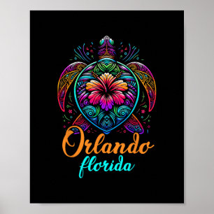 Orlando Florida Kleurrijk Zeeschildpad Strand Zome Poster