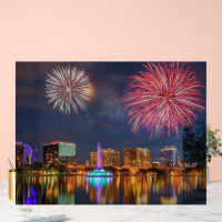 Orlando Florida Lake Eola Vuurwerk & Fontein