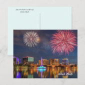 Orlando Florida Lake Eola Vuurwerk & Fontein Briefkaart (Voorkant / Achterkant)