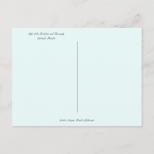 Orlando Florida Lake Eola Vuurwerk & Fontein Briefkaart (Achterkant)