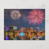 Orlando Florida Lake Eola Vuurwerk & Fontein Briefkaart (Voorkant)