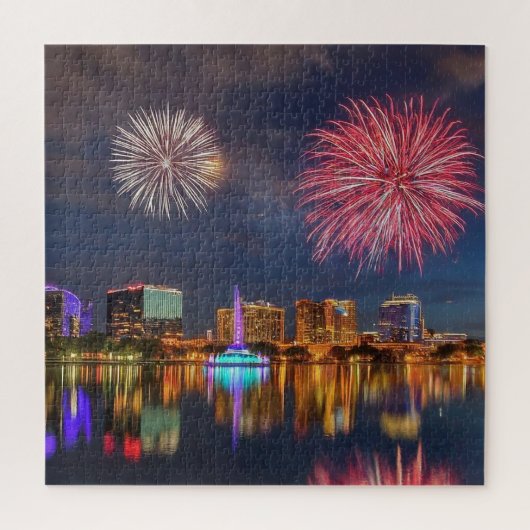 Orlando Florida Lake Eola Vuurwerk & Fontein Legpuzzel (Verticaal)