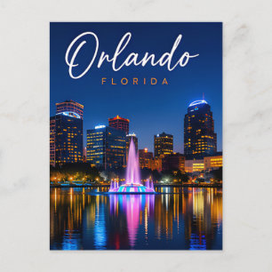 Orlando Florida Nacht Skyline Stad Reizen Briefkaart