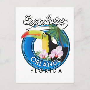 Orlando Florida onderzoekt retro logo. Briefkaart