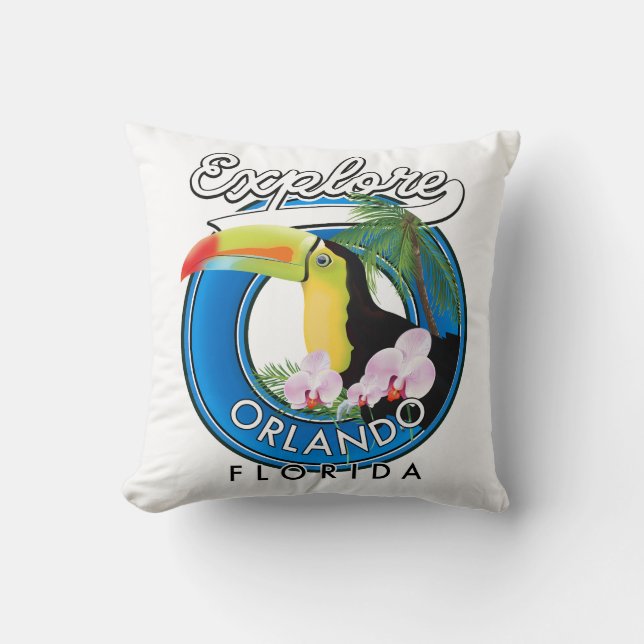 Orlando Florida onderzoekt retro logo. Kussen (Voorkant)