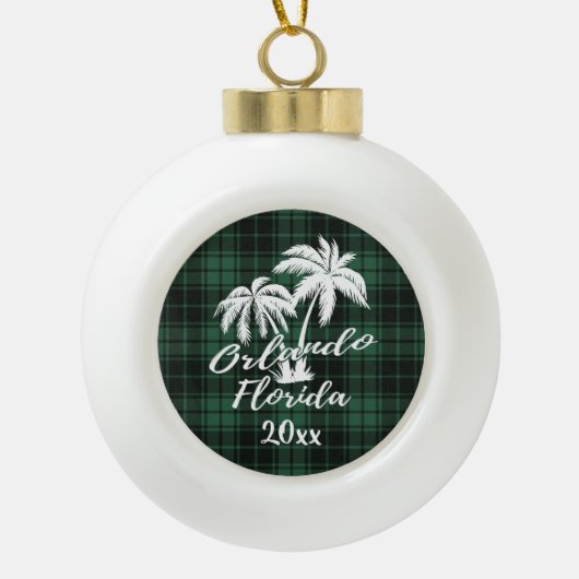 Orlando Florida Palm Tree Green Keramische Bal Ornament (Voorkant)