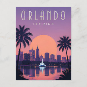 Orlando Florida Palm Zonsondergang Silhouet Vakant Briefkaart