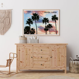 Orlando, Florida Pink Clouds & Palm Trees Poster