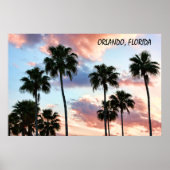 Orlando, Florida Pink Clouds & Palm Trees Poster (Voorkant)