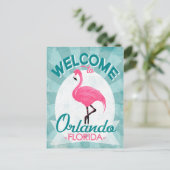 Orlando Florida Pink Flamingo -  Retro Trav Briefkaart (Staand voorkant)