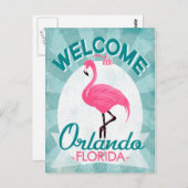 Orlando Florida Pink Flamingo -  Retro Trav Briefkaart (Voorkant / Achterkant)