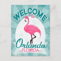 Orlando Florida Pink Flamingo -  Retro Trav