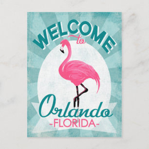 Orlando Florida Pink Flamingo -  Retro Trav Briefkaart
