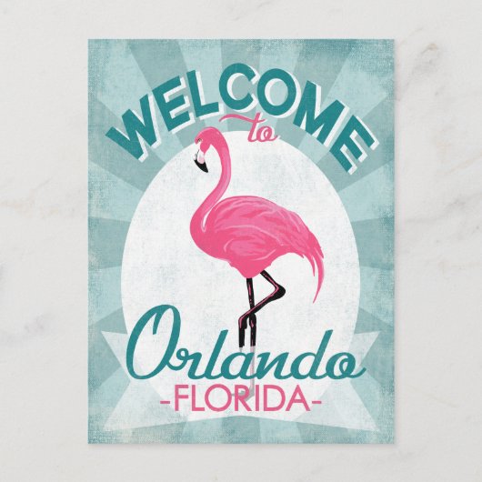 Orlando Florida Pink Flamingo -  Retro Trav Briefkaart (Voorkant)