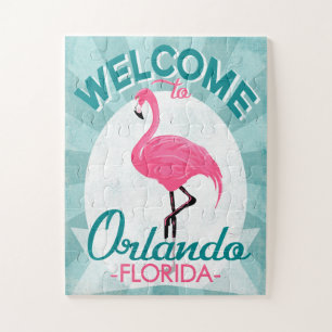 Orlando Florida Pink Flamingo -  Retro Trav Legpuzzel
