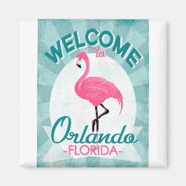 Orlando Florida Pink Flamingo -  Retro Trav Magneet