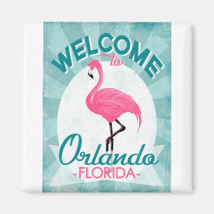 Orlando Florida Pink Flamingo - Retro Trav Magneet