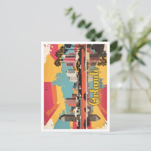 Orlando Florida Pop Art Travel Illustratie Briefkaart (Staand voorkant)