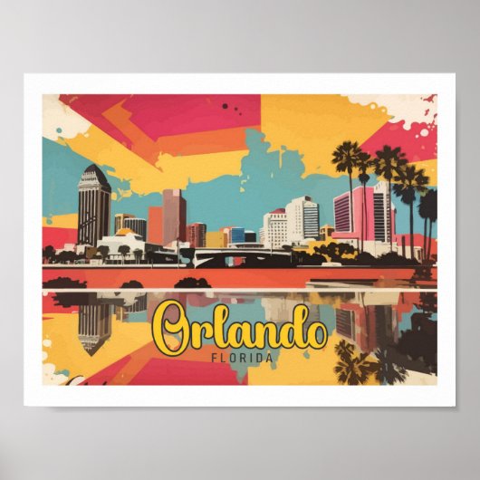 Orlando Florida Pop Art Travel Illustratie Poster (Voorkant)