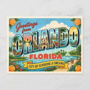 Orlando Florida Reis in Retro Stijl Briefkaart