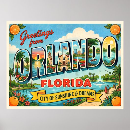 Orlando Florida Reis naar het verleden Poster (Voorkant)