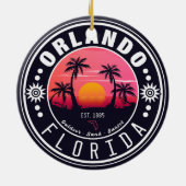 Orlando Florida Retro Sunset Tropische Souvenir 80 Keramisch Ornament (Achterkant)