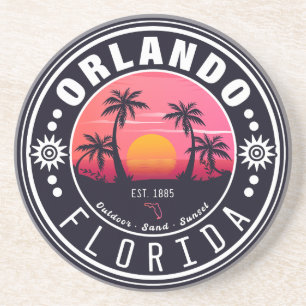 Orlando Florida Retro Sunset Tropische Souvenir 80 Zandsteen Onderzetter