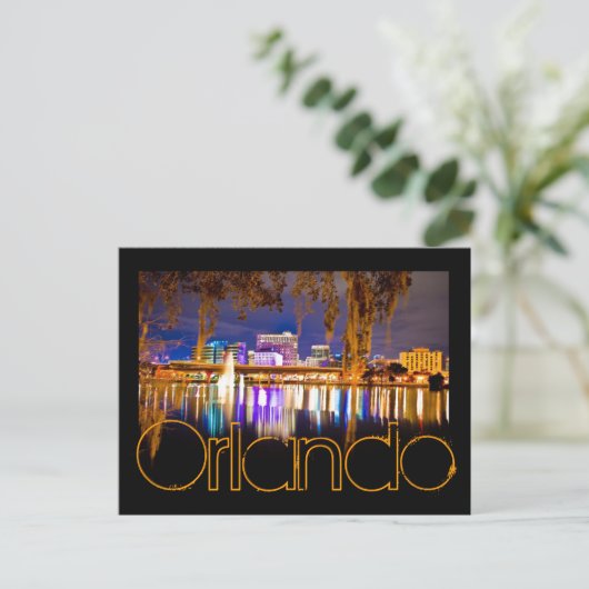 Orlando, Florida 's nachts van het Lucerne meer. Briefkaart (Staand voorkant)