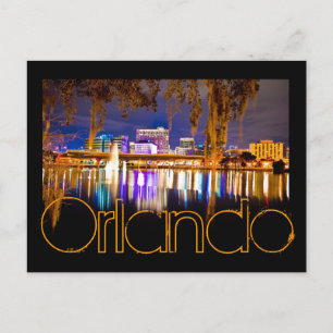 Orlando, Florida 's nachts van het Lucerne meer. Briefkaart