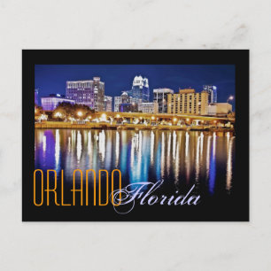 Orlando, Florida 's nachts van het Lucerne meer. Briefkaart