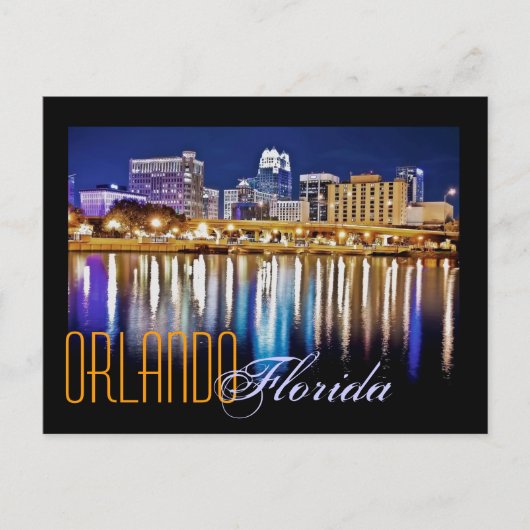 Orlando, Florida 's nachts van het Lucerne meer. Briefkaart (Voorkant)