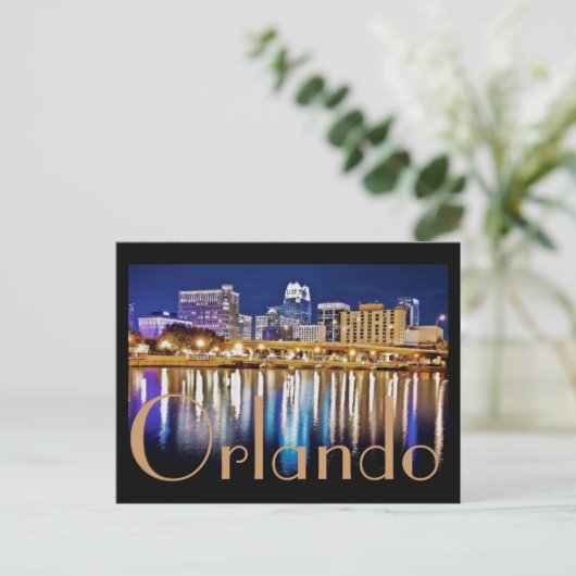 Orlando, Florida 's nachts van het Lucerne meer. Briefkaart (Staand voorkant)