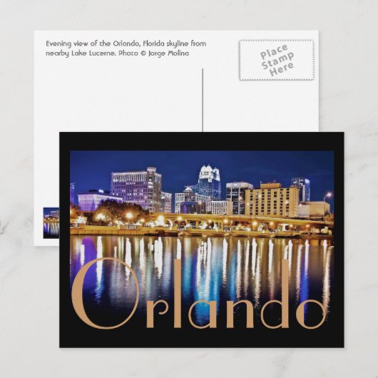 Orlando, Florida 's nachts van het Lucerne meer. Briefkaart (Voorkant / Achterkant)