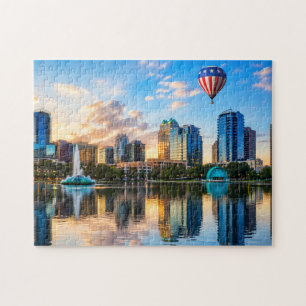 Orlando Florida Silhouette Lake Eola Heet Lucht Ba Legpuzzel