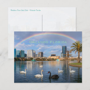 Orlando Florida Silhouette Lake Eola Regenboog & Z Briefkaart