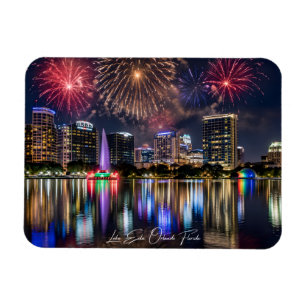 Orlando Florida Silhouette met Lake Eola Vuurwerk Magneet
