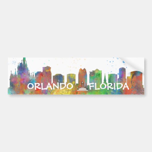 ORLANDO, FLORIDA SKYLINE BUMPERSTICKER (Voorkant)